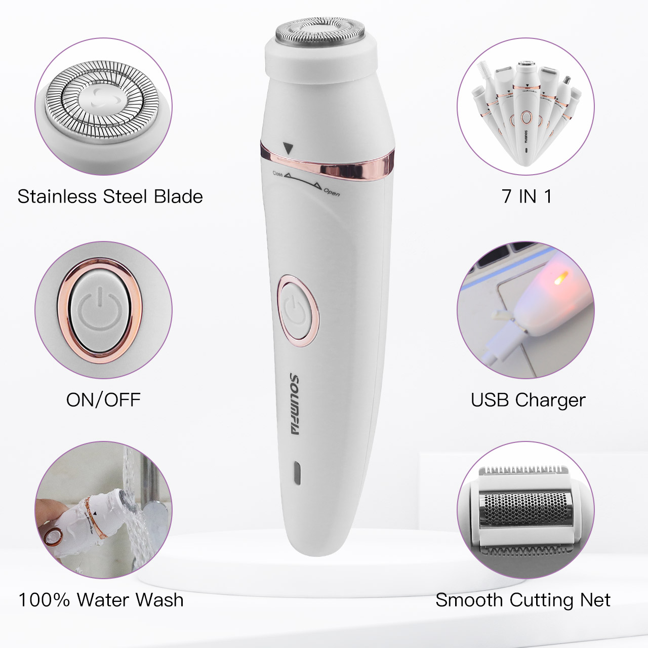 Solimpia 7 في 1 إزالة شعر الجس - مراجعة Epilator Wireless وسعره